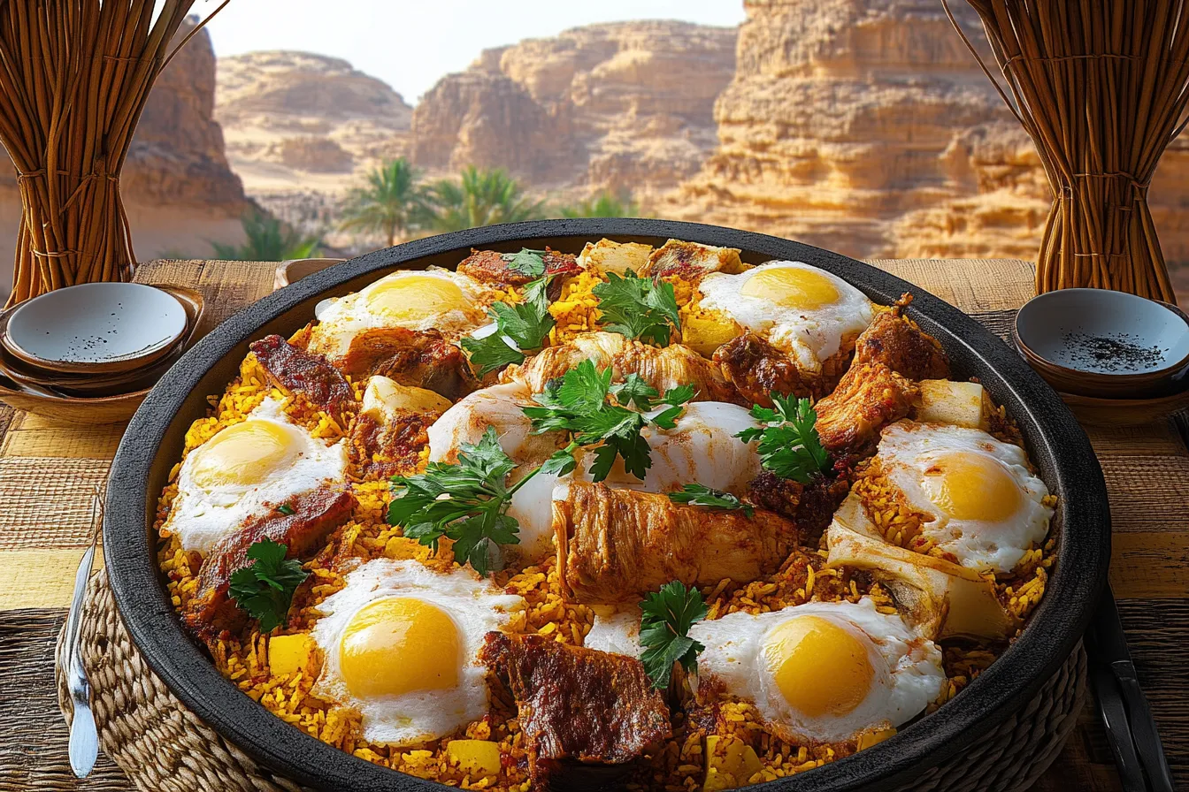 A plate of food with eggs and meat.