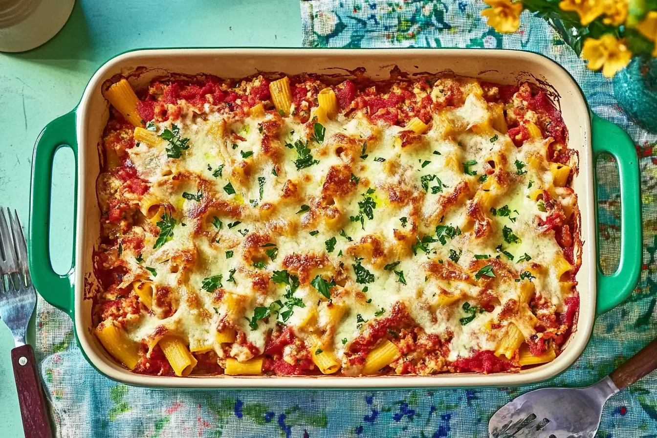 A pan of lasagna with noodles and cheese.