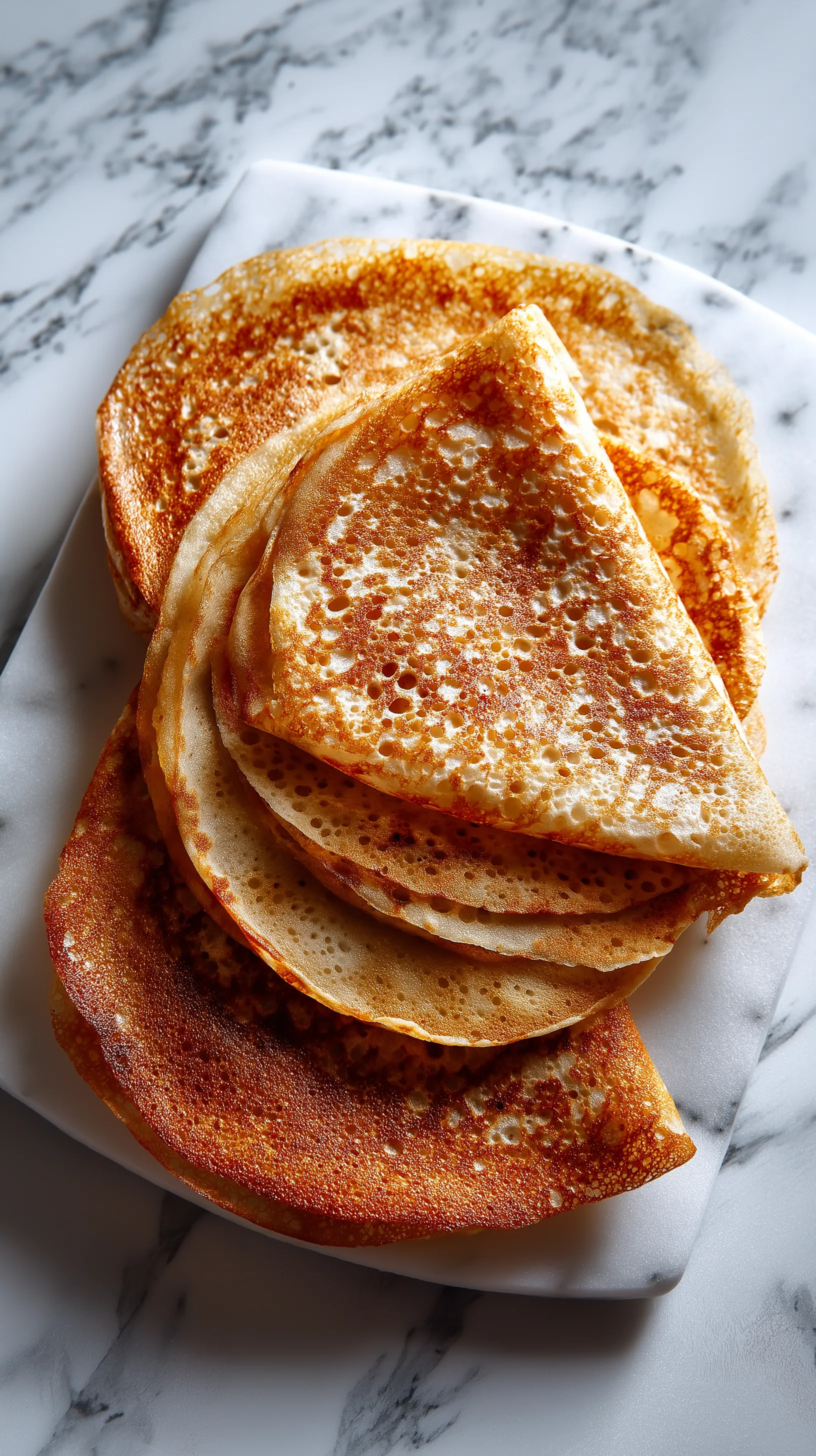 A stack of pancakes on a plate.