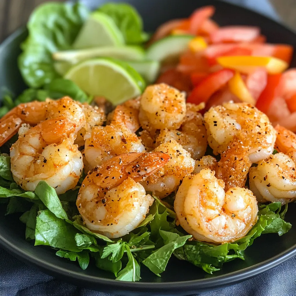 A plate of shrimp and vegetables.