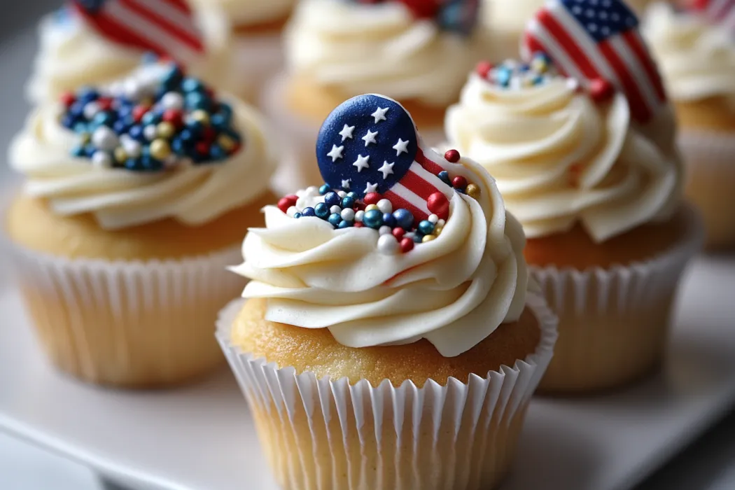 Cupcake with a flag on it.