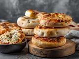 A stack of pizza bagels.