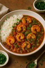A bowl of shrimp and rice.