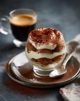 A glass of coffee and a dessert.