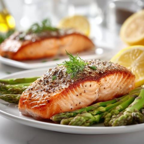 A plate of fish with lemon wedges on the side.