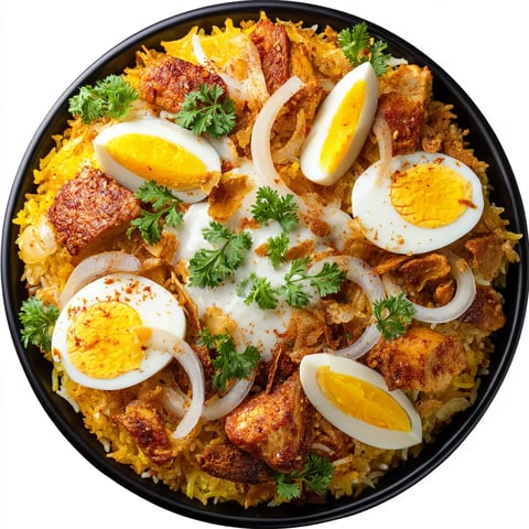 A plate of food with eggs and meat.