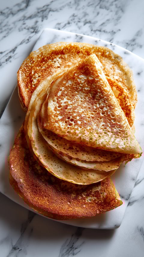 A stack of pancakes on a plate.