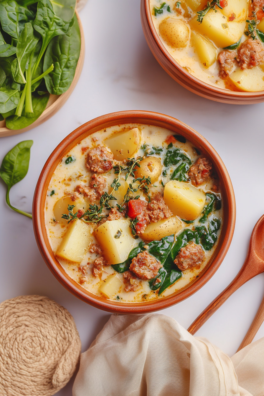 A bowl of soup with meat and vegetables.