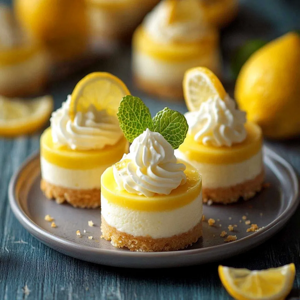 A plate of lemon cheesecake with whipped cream and lemon slices.