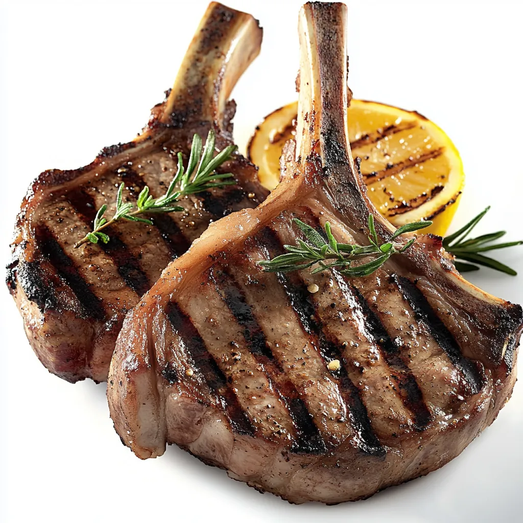 Two pieces of meat with herbs on them.