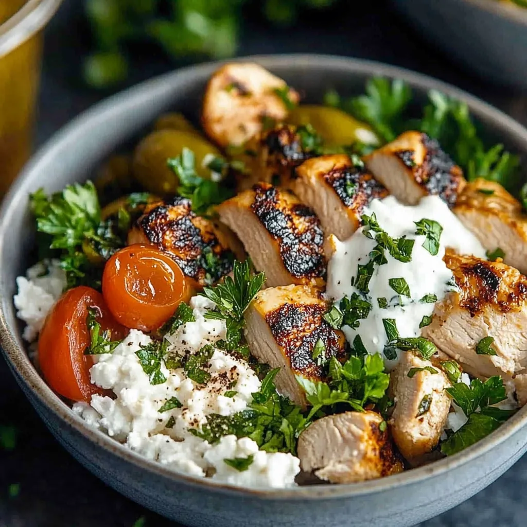 A bowl of food with meat and vegetables.