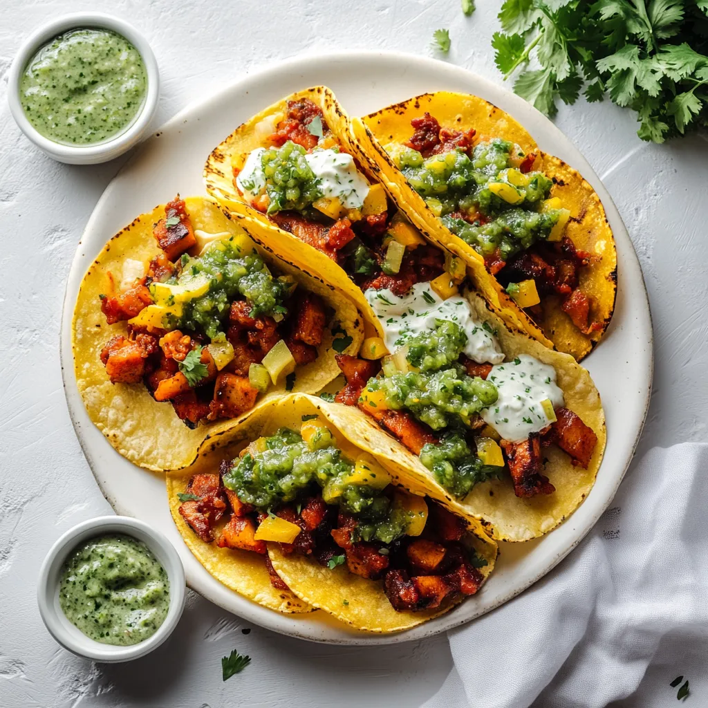 A plate of food with a green sauce.