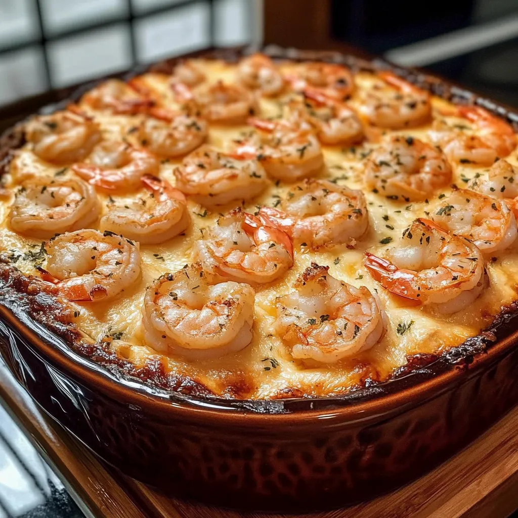 A dish of shrimp and cheese.