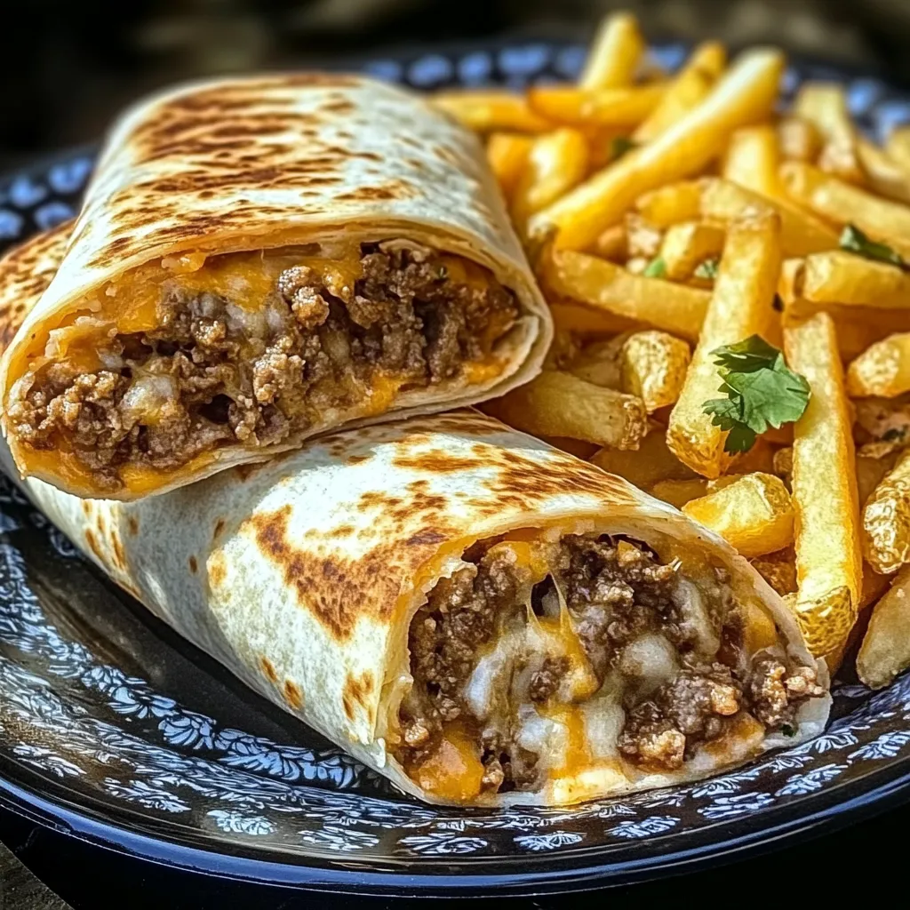 A plate of food with a burrito and fries.