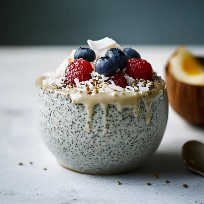 A bowl of granola with berries and coconut.