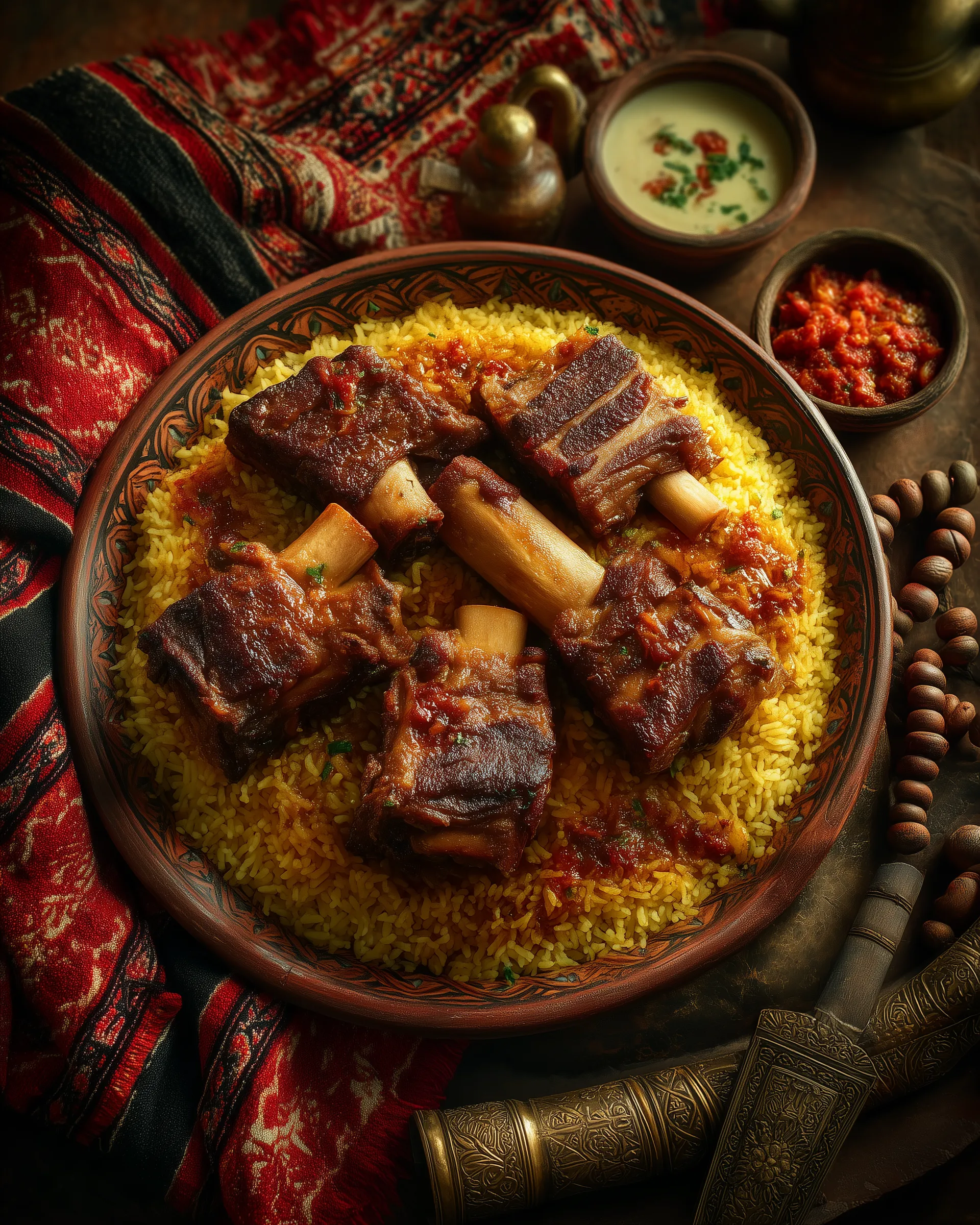 A plate of meat and rice.