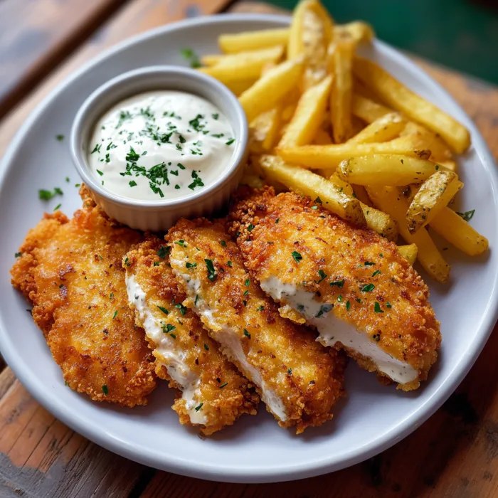 A plate of fries and chicken.