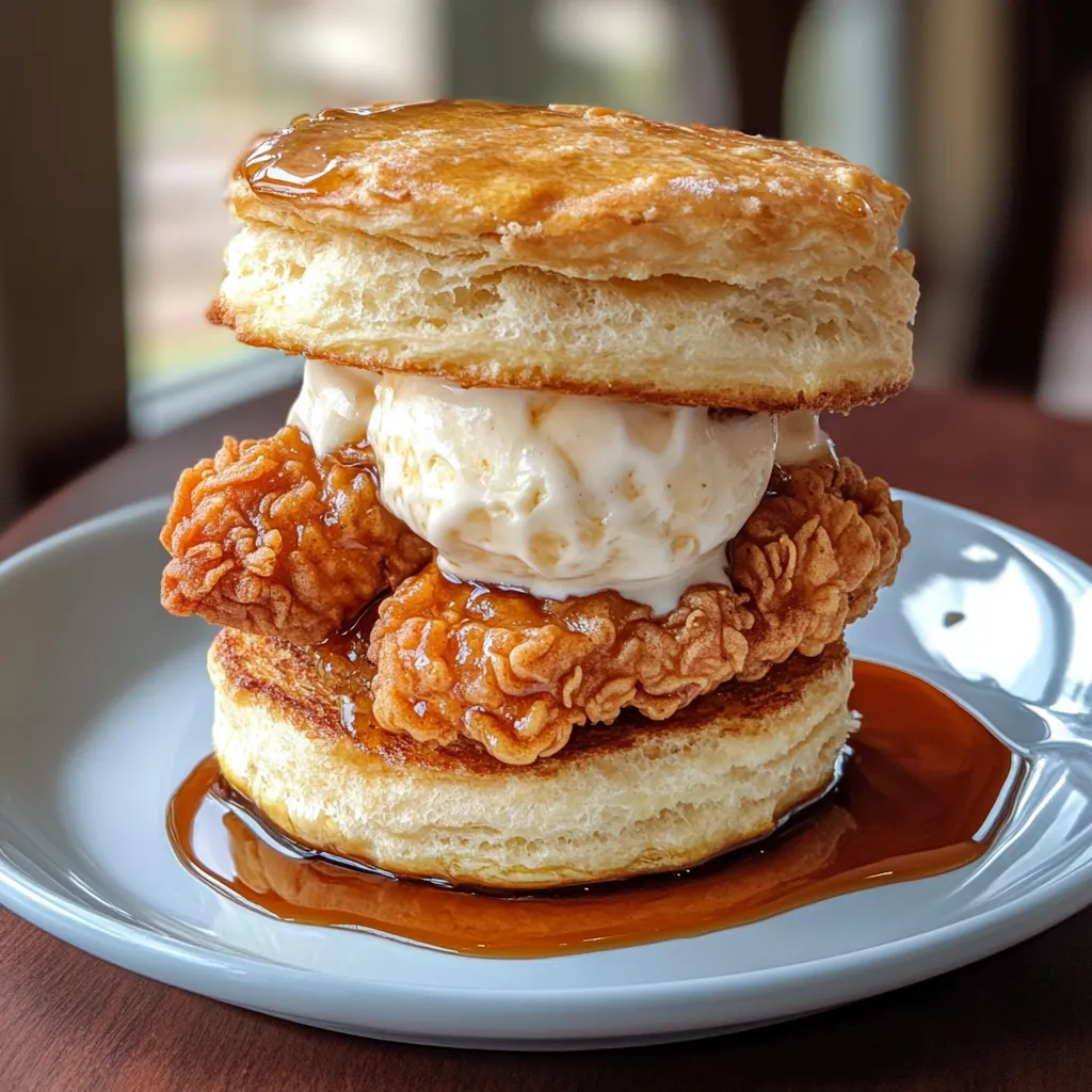 A plate with a sandwich and ice cream.