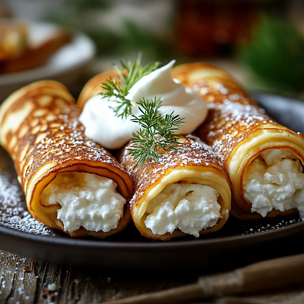 A plate of crepes with whipped cream on top.
