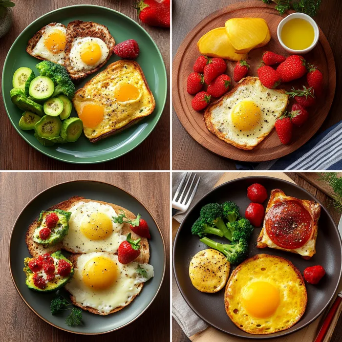 Four different plates of food.