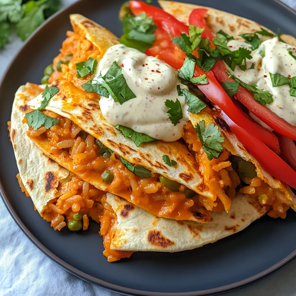A plate of food with rice, tomatoes, peppers, and cheese.