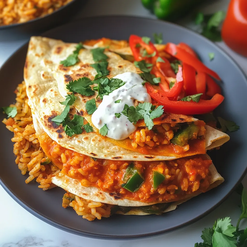 A plate of food with rice, beans, and vegetables.