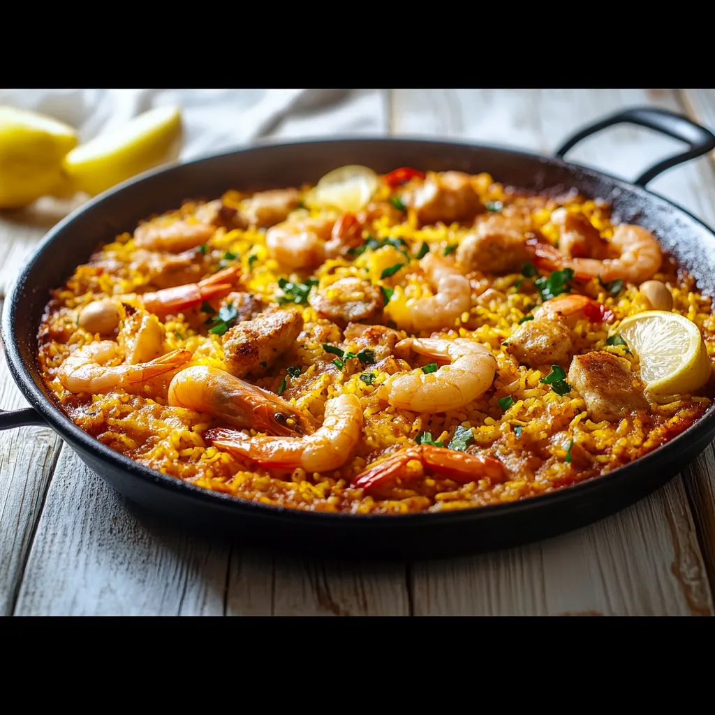 A pan of shrimp and rice.