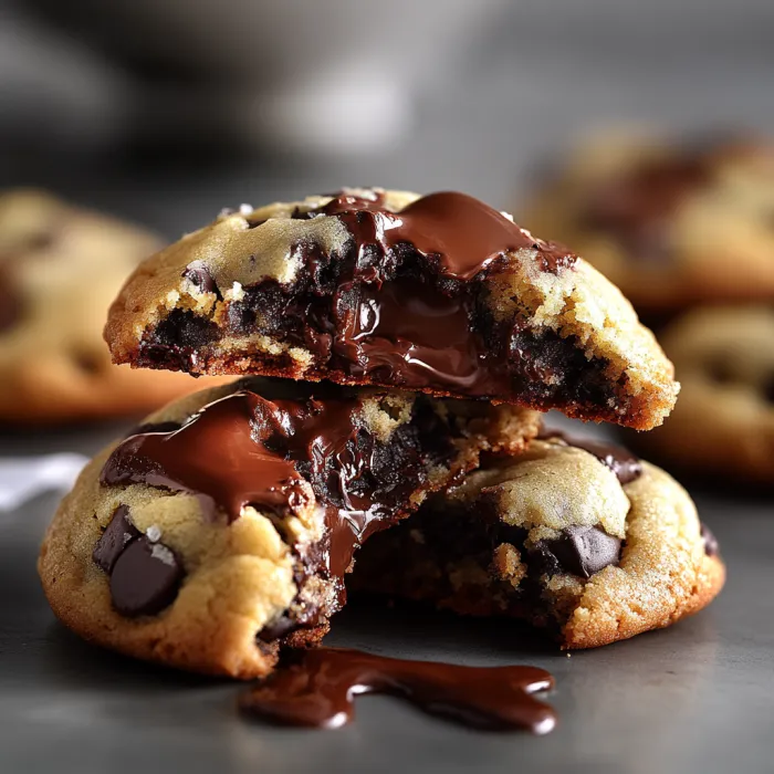 Chocolate dripping from a cookie.