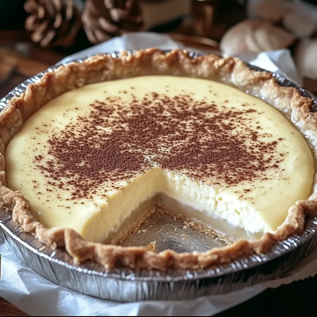 A slice of pie with chocolate topping.