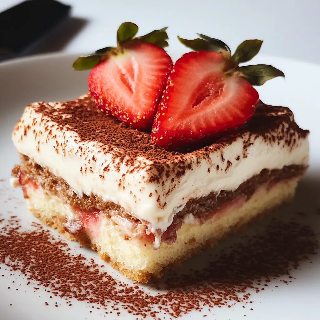 A slice of cake with strawberries on top.