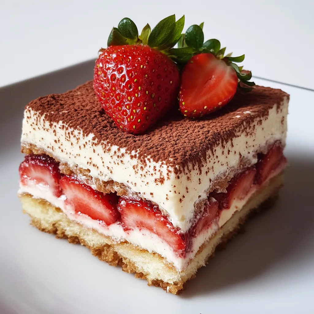 A slice of cake with strawberries on top.