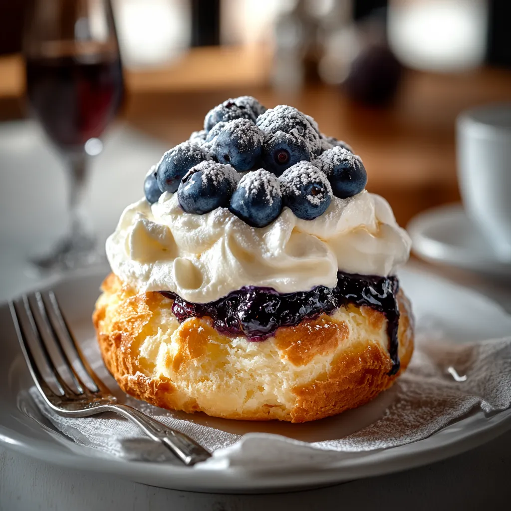 A pastry with blueberries on top.