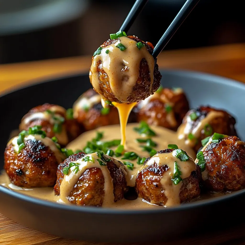 A plate of meatballs with sauce.