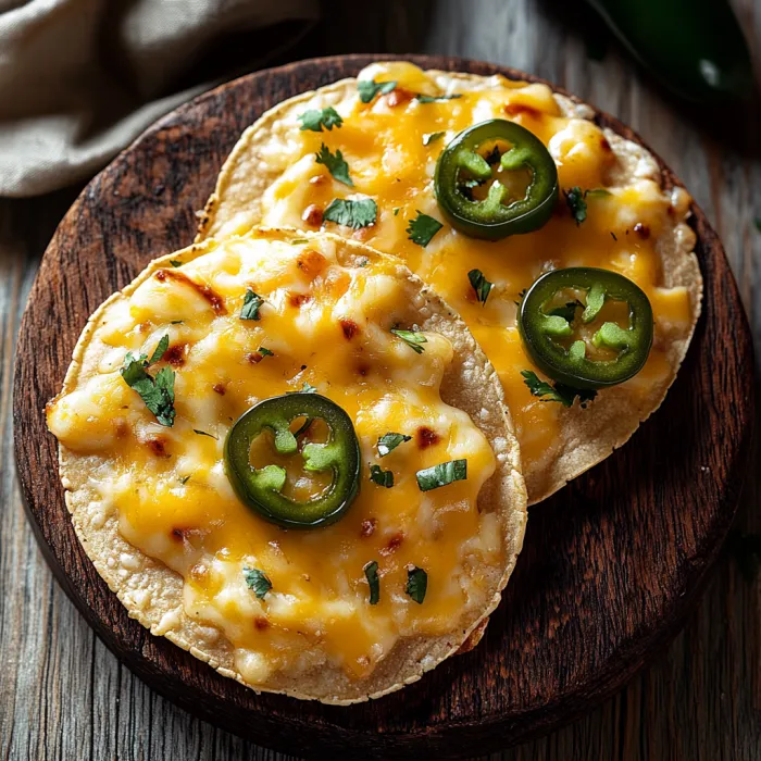 Two cheese and jalapeno pizzas on a wooden board.