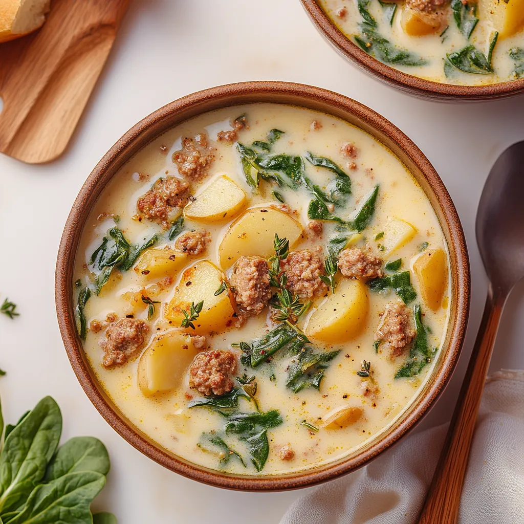 A bowl of soup with meat and vegetables.