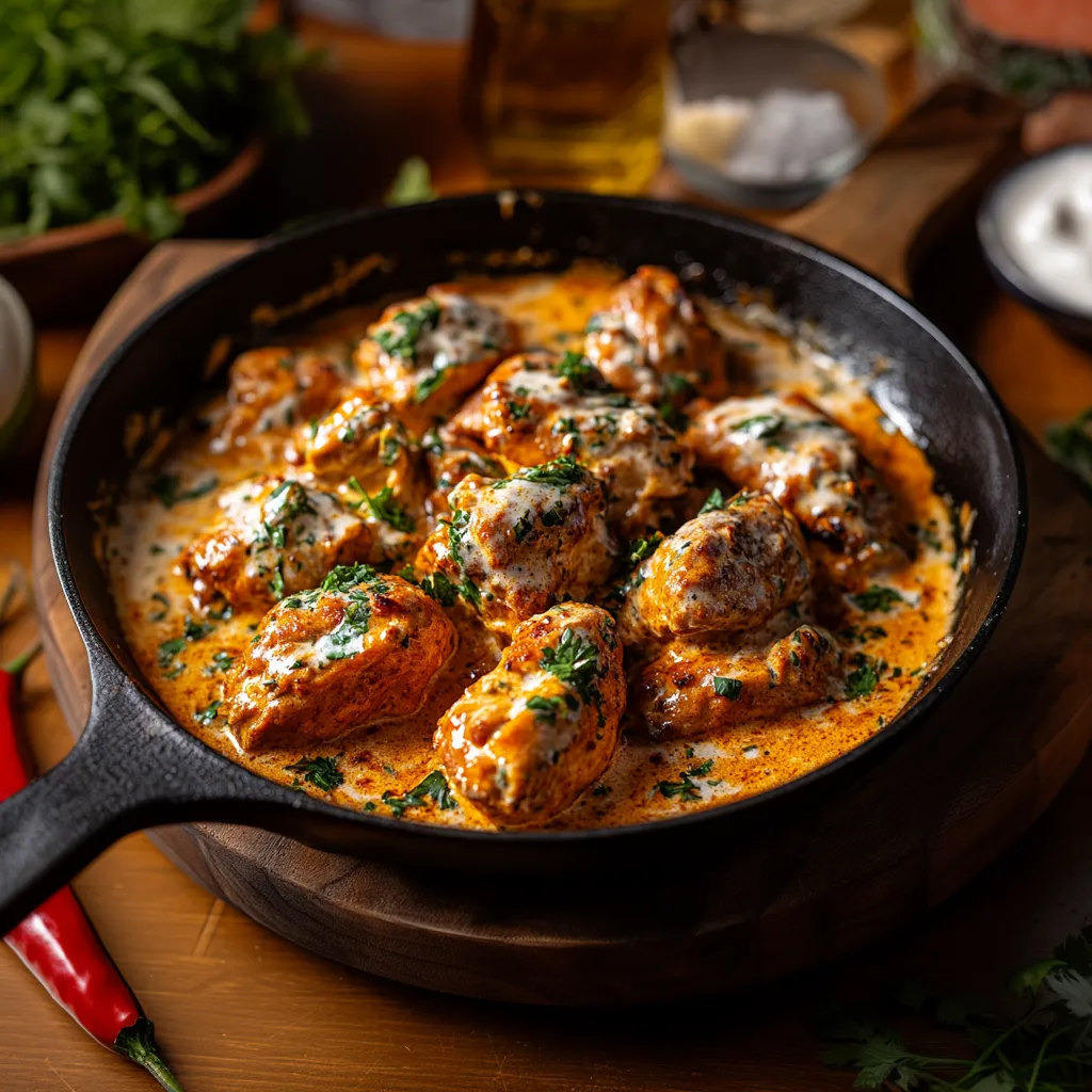 A pan of food with a spoon in it.