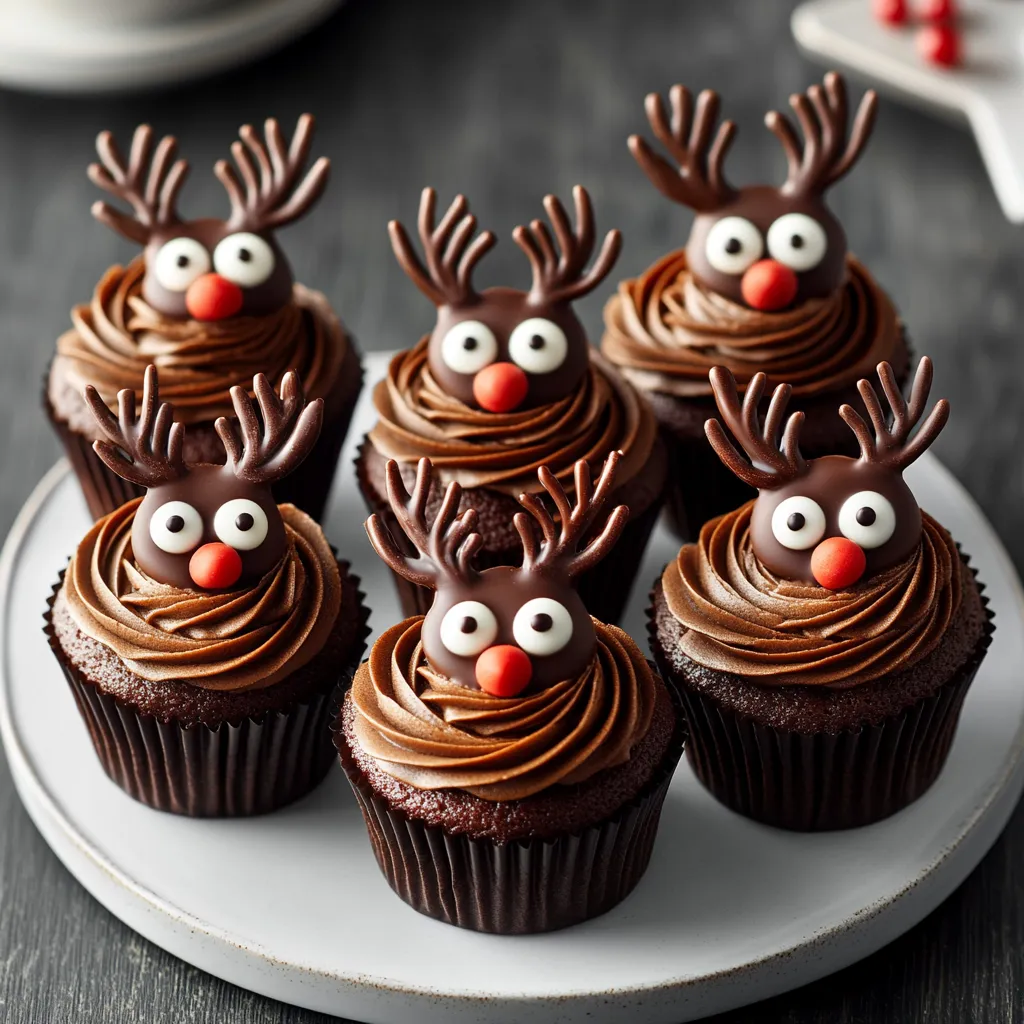Chocolate cupcakes with chocolate frosting and chocolate sprinkles.