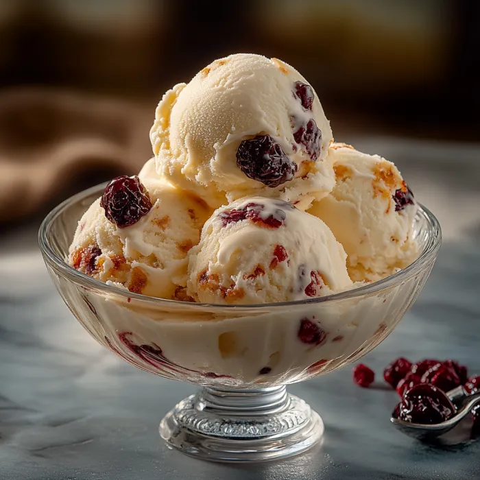 Bowl of ice cream with berries.