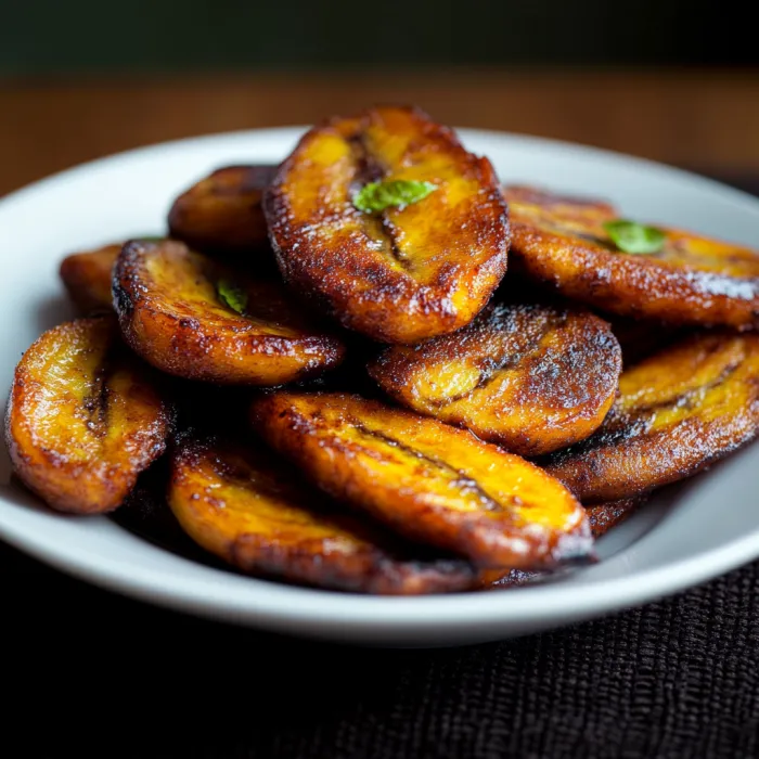 A plate of fried bananas.
