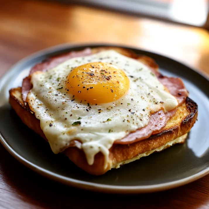 A breakfast sandwich with a fried egg on top.