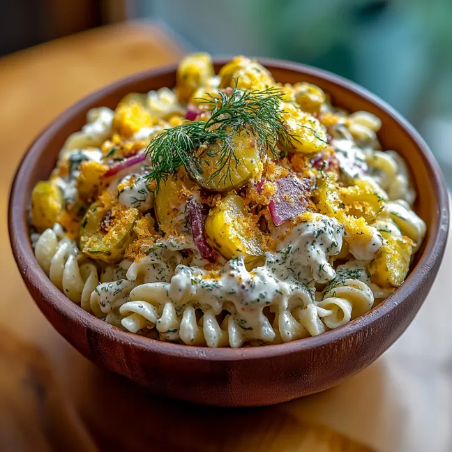 A bowl of pasta with vegetables and sauce.