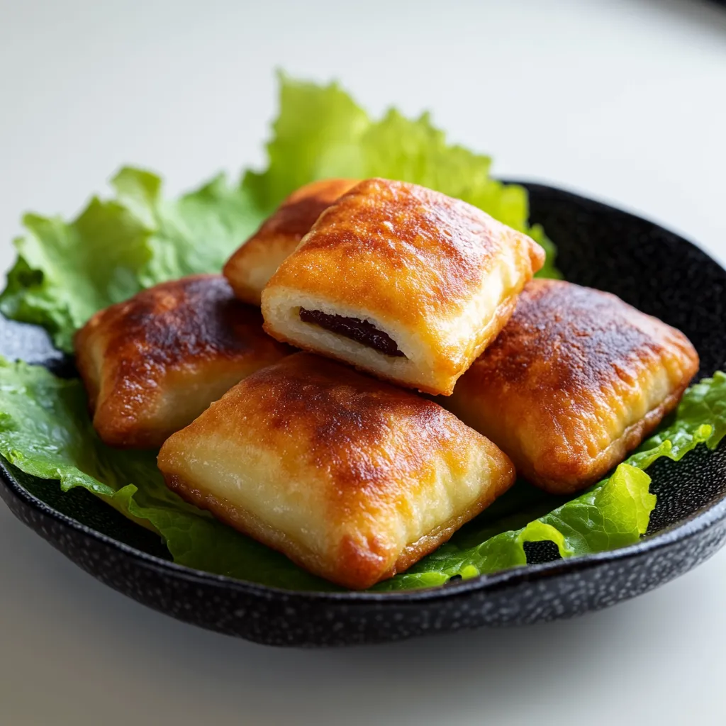 A plate of food with a green leaf on it.