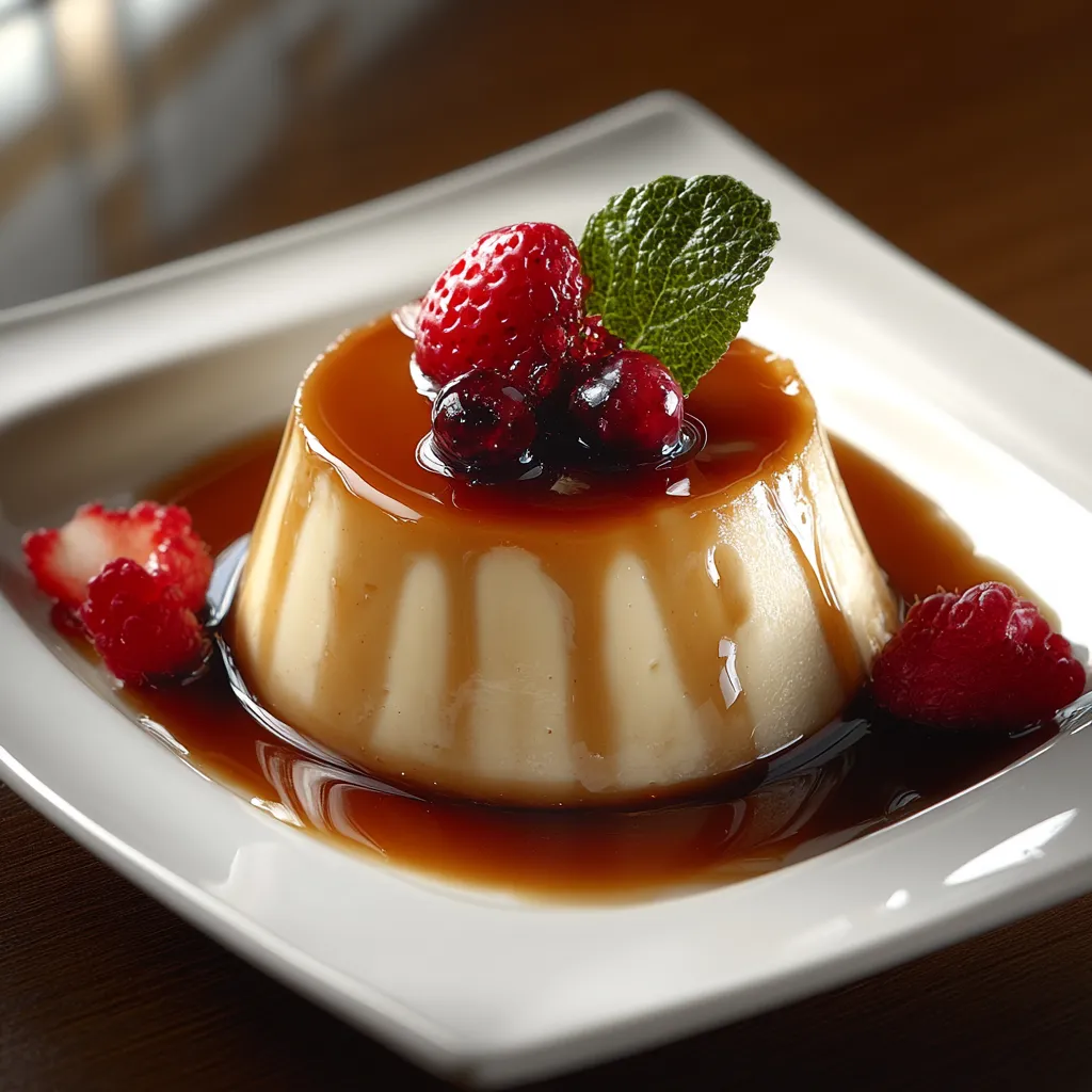 A plate of food with a berry on top.