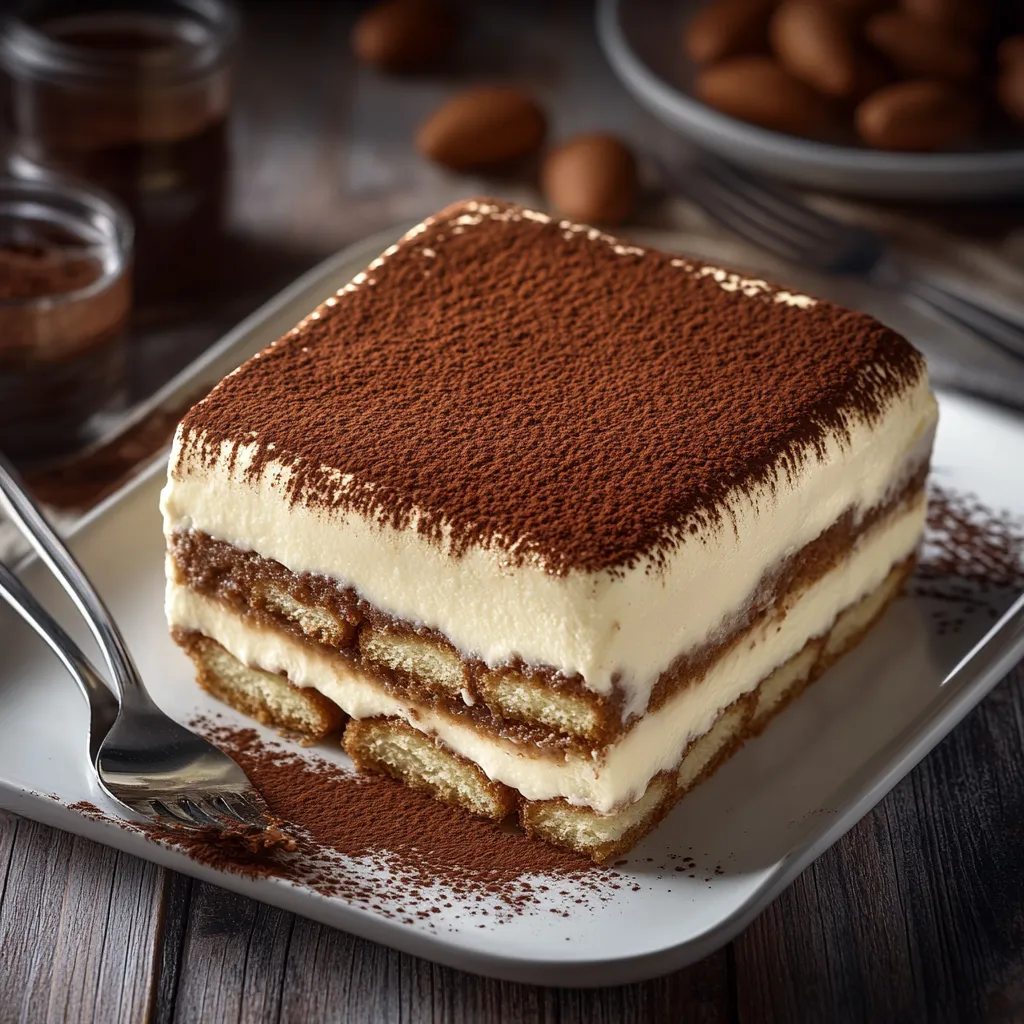 A slice of cake with chocolate drizzled on top.