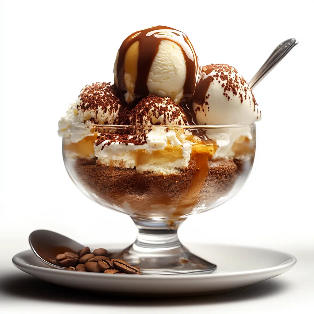 A bowl of ice cream with chocolate sauce.