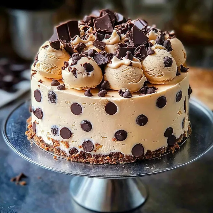 A slice of chocolate cake with chocolate chips.