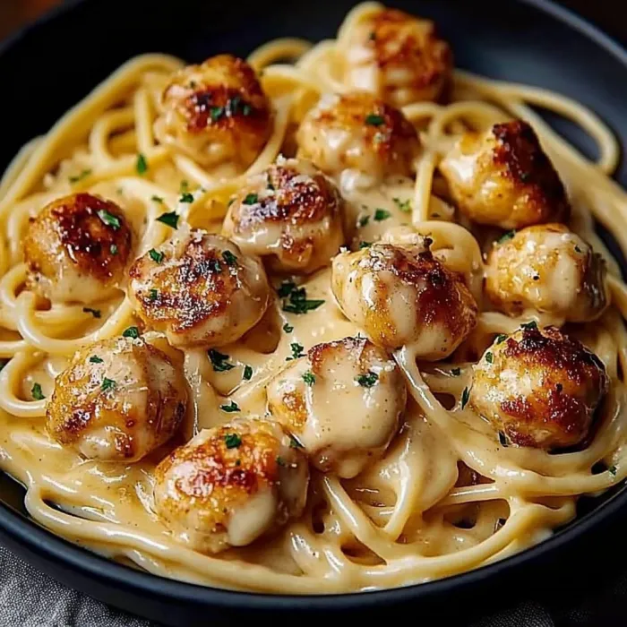A bowl of pasta with shrimp and cheese.