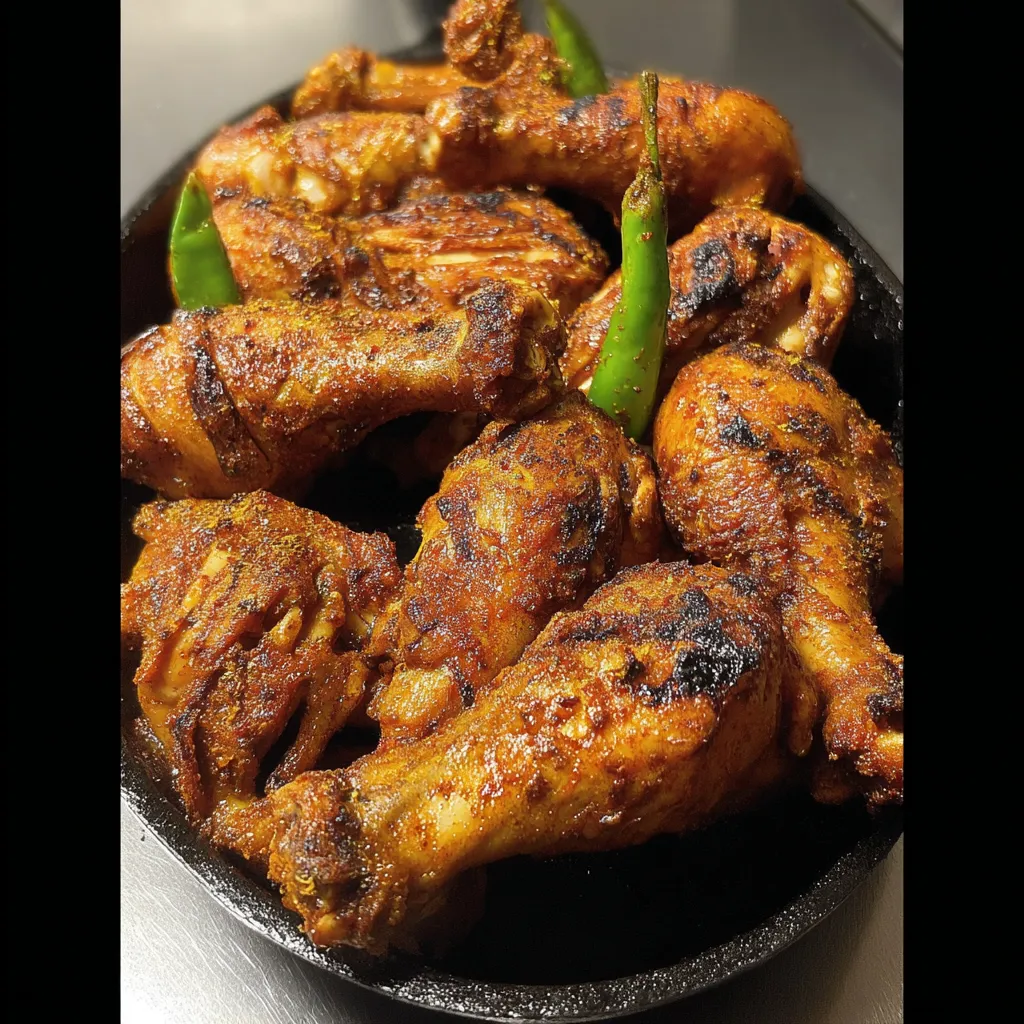 A bowl of chicken wings with peppers.