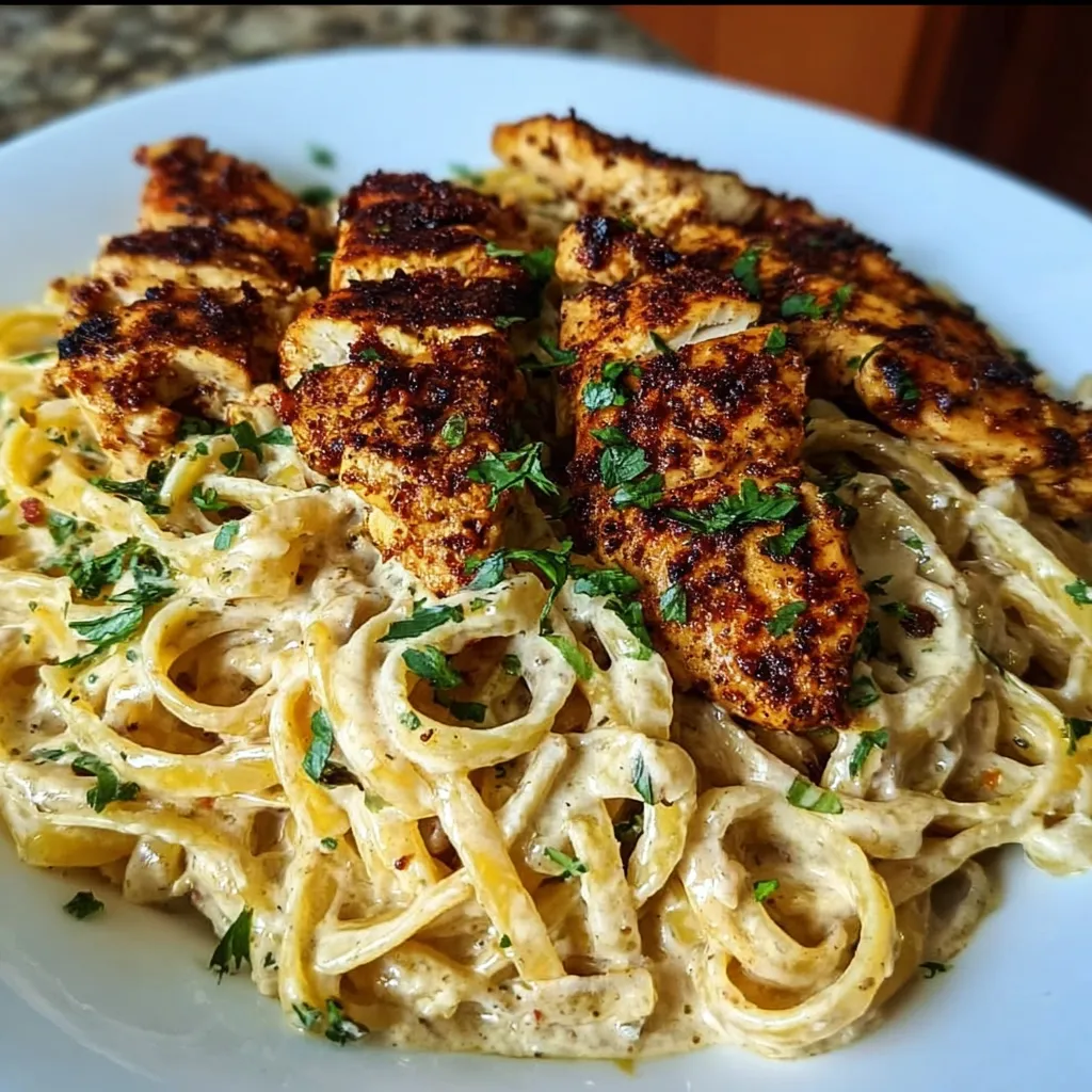 A plate of food with chicken and pasta.