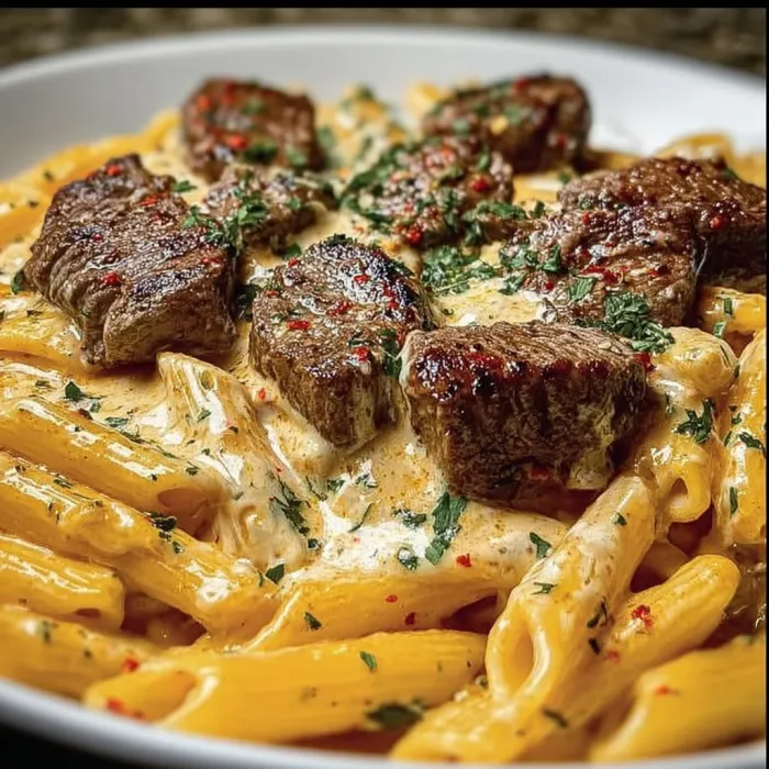 A plate of food with meat and pasta.
